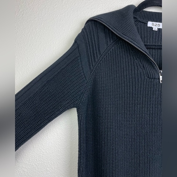 525 America Women's Small Nina 3/4 Zip Sweater Chunky Knit Turtleneck BLACK Pop - Picture 6 of 16